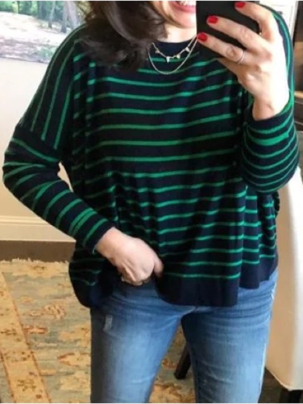 J. Crew Striped Merino Wool Sweater
Oversized Crew Neck Preppy Nautical.      21